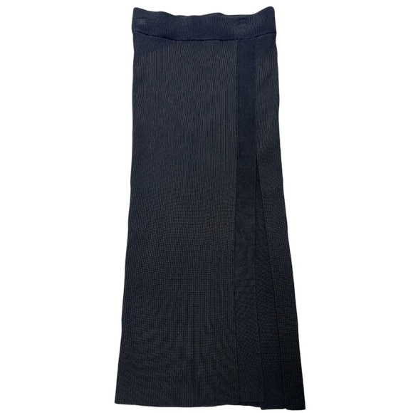 Good American Skirt Ribbed Bodycon Stretch Pencil Midi Pull On Women Black S - Picture 1 of 11